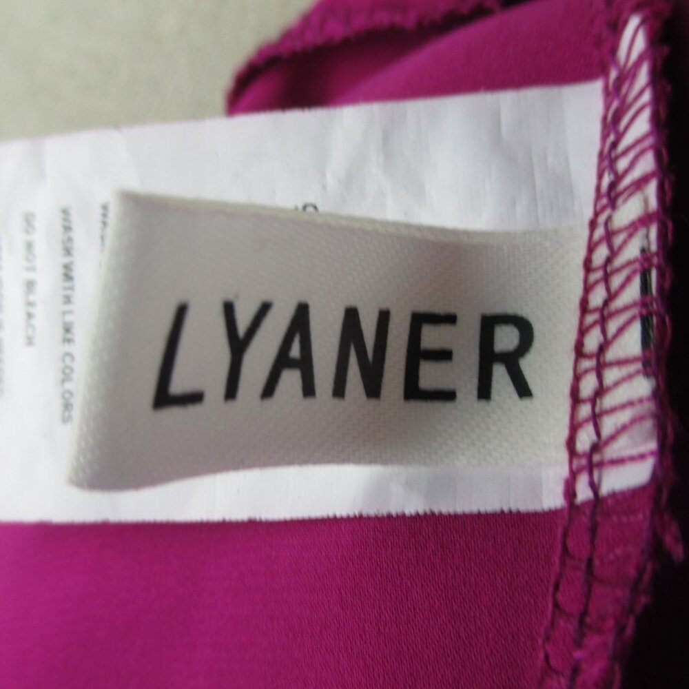 LYANER Wrap Dress Satin Silky Pink V Neck Tie Waist Long Sleeve XL Siren - Picture 6 of 7